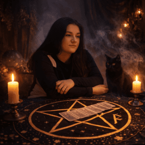 wróżka kladzie karty na czas w tarocie